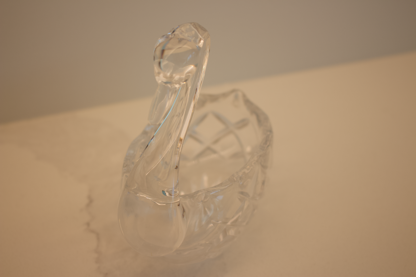 Vintage Mid-Century Pressed-Glass Swan Dish