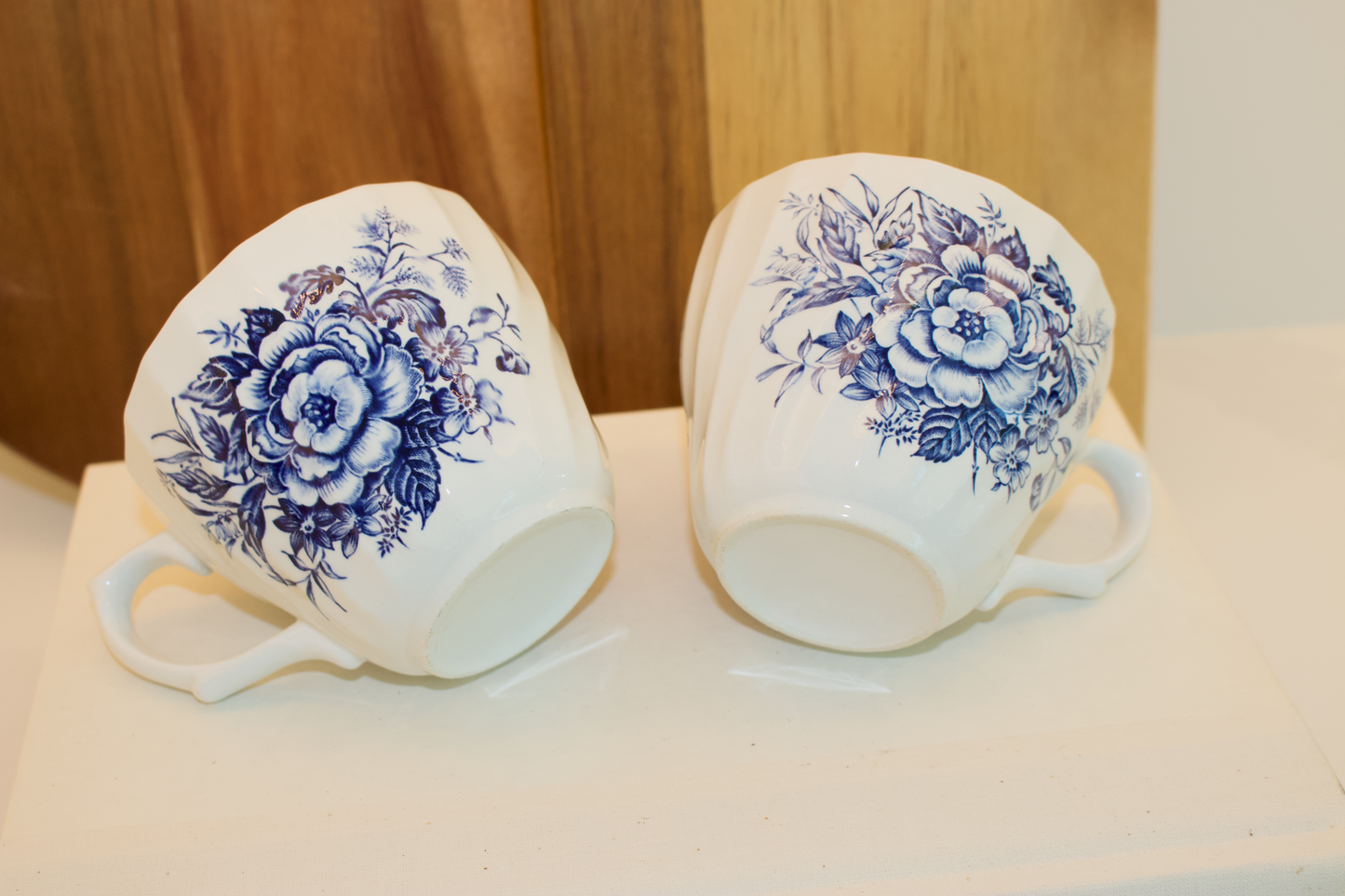 Set of 2 Vintage Blue and White Floral Teacups