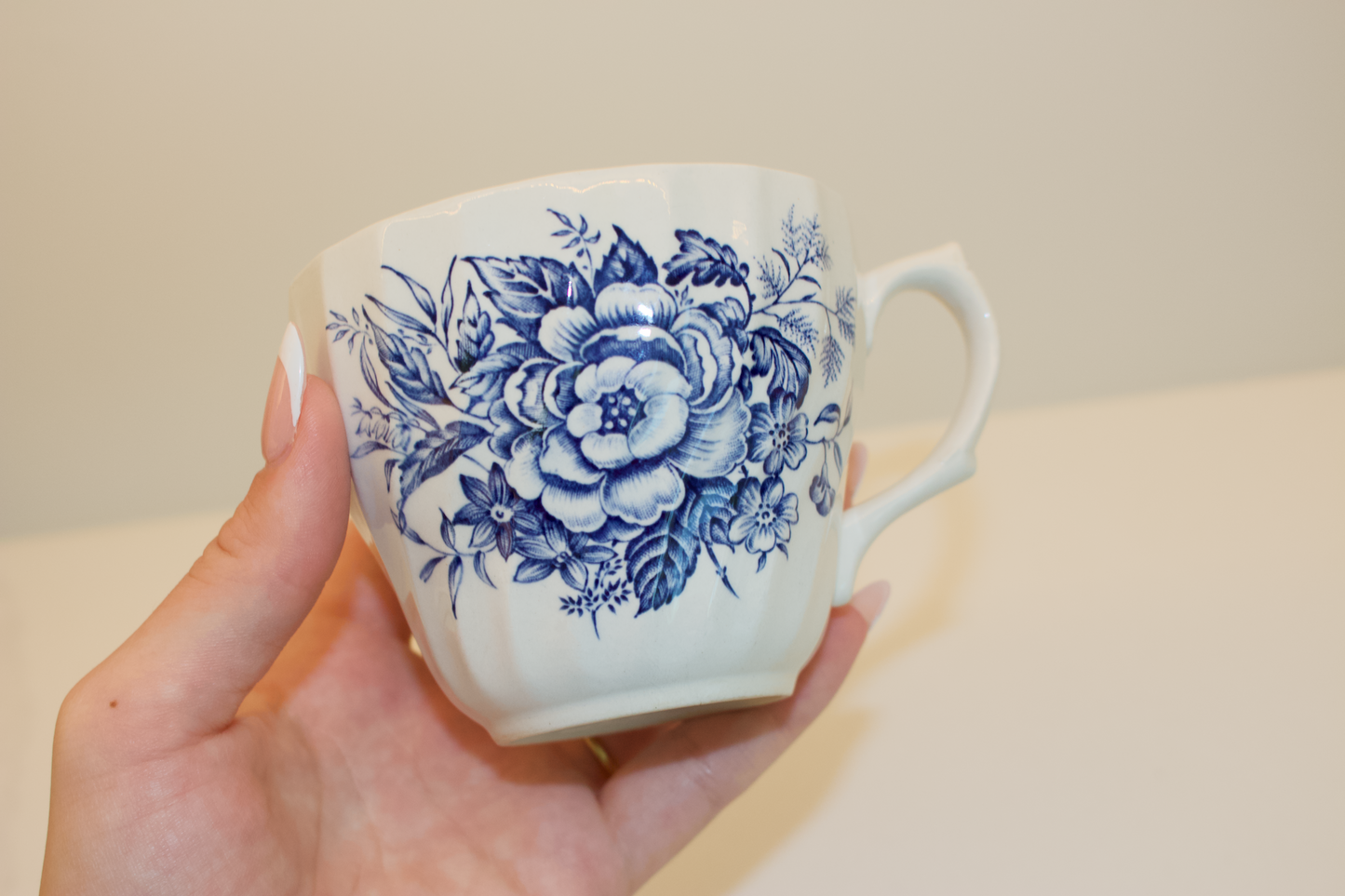 Set of 2 Vintage Blue and White Floral Teacups