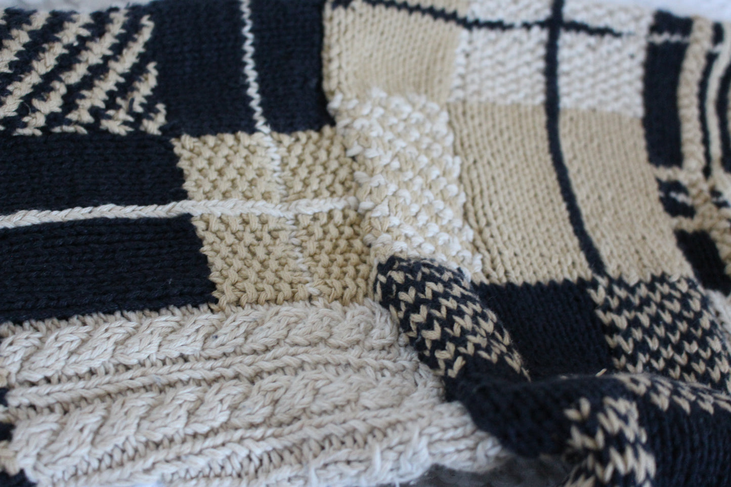Oversized 90s Patchwork Chunky Knit Cardigan
