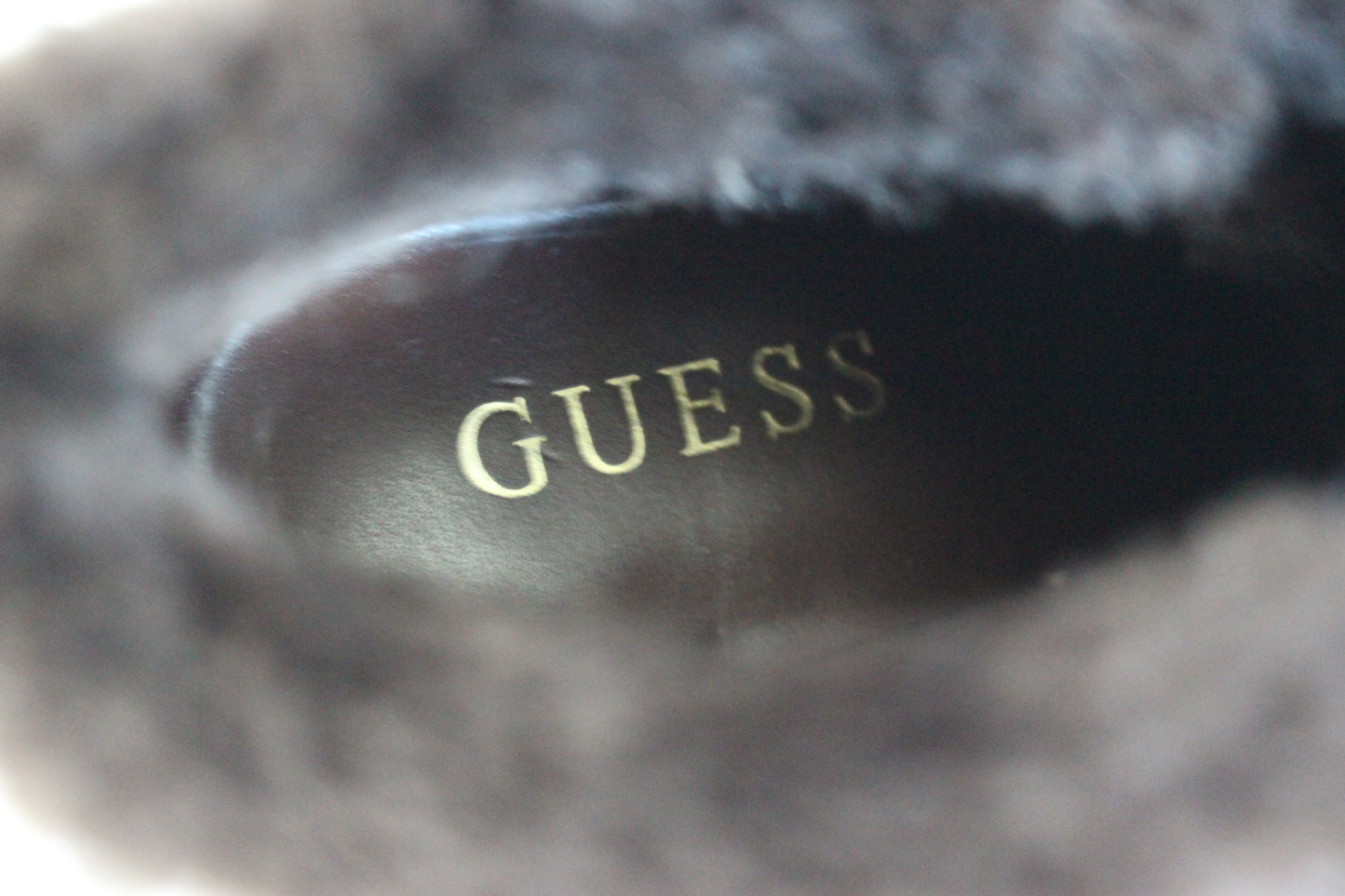 Vintage Guess Brown Leather Ankle Boots with Faux Fur Trim