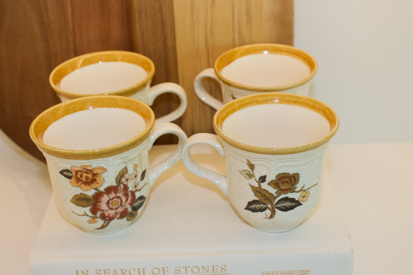 Set of 4 Vintage Mikasa Floral Fall Mugs