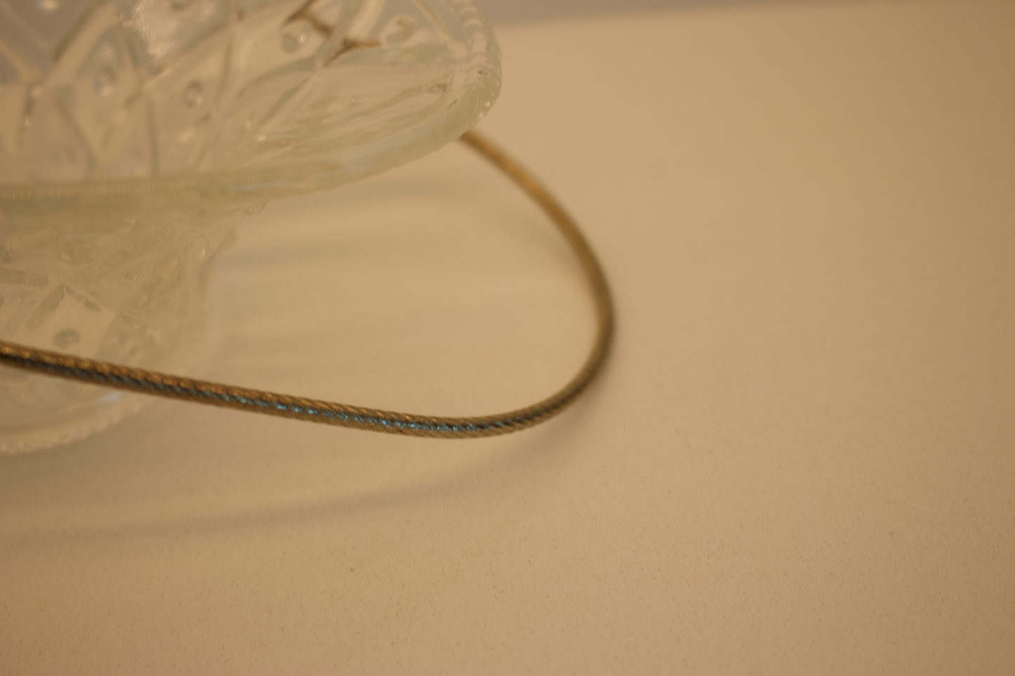 Vintage Avon Diamond-Point Glass Basket with Rope Metal Handle