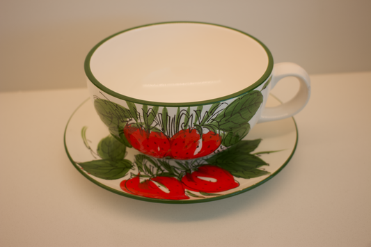 Vintage Strawberry Jumbo Cup and Saucer Set