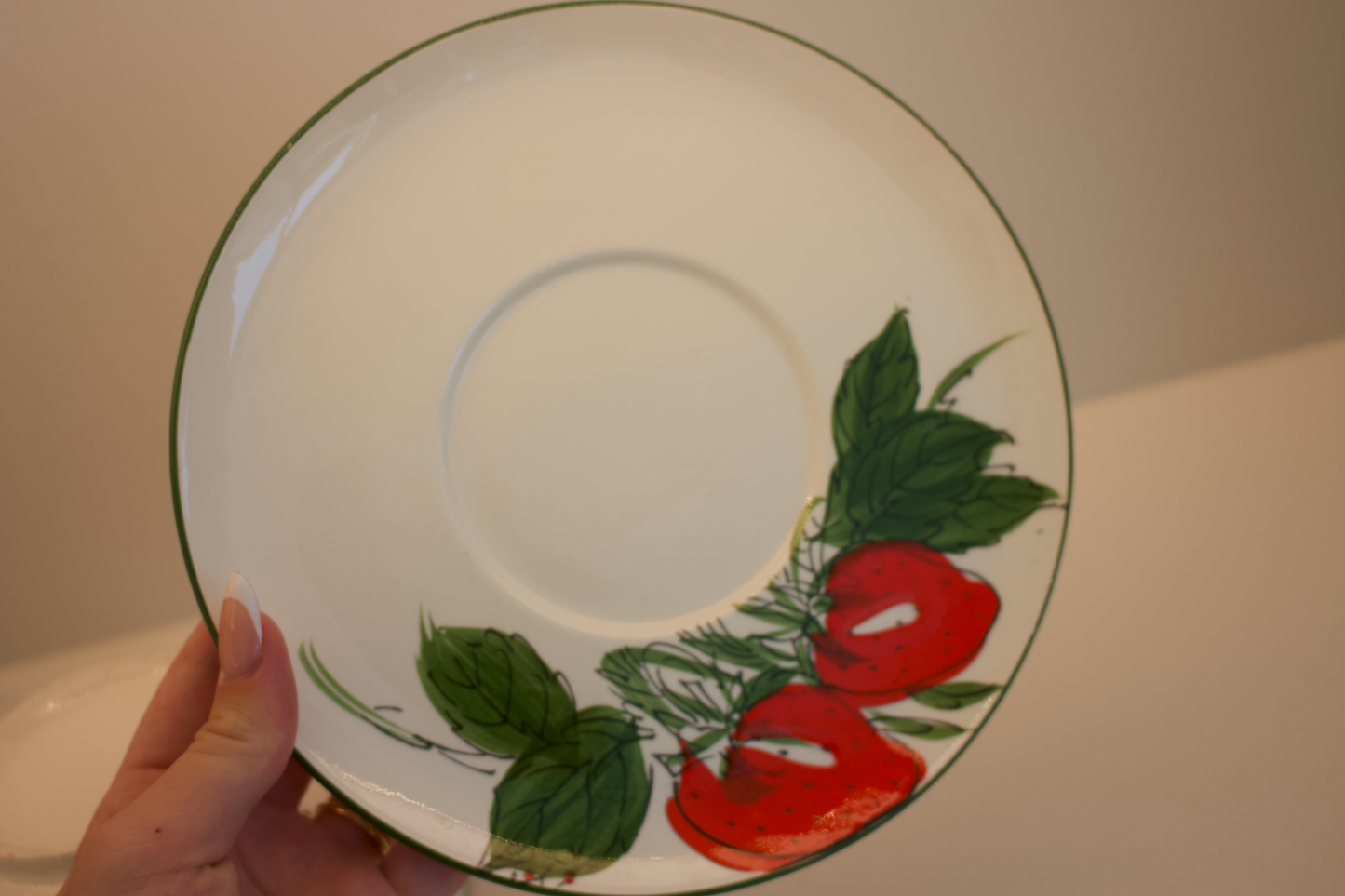 Vintage Strawberry Jumbo Cup and Saucer Set