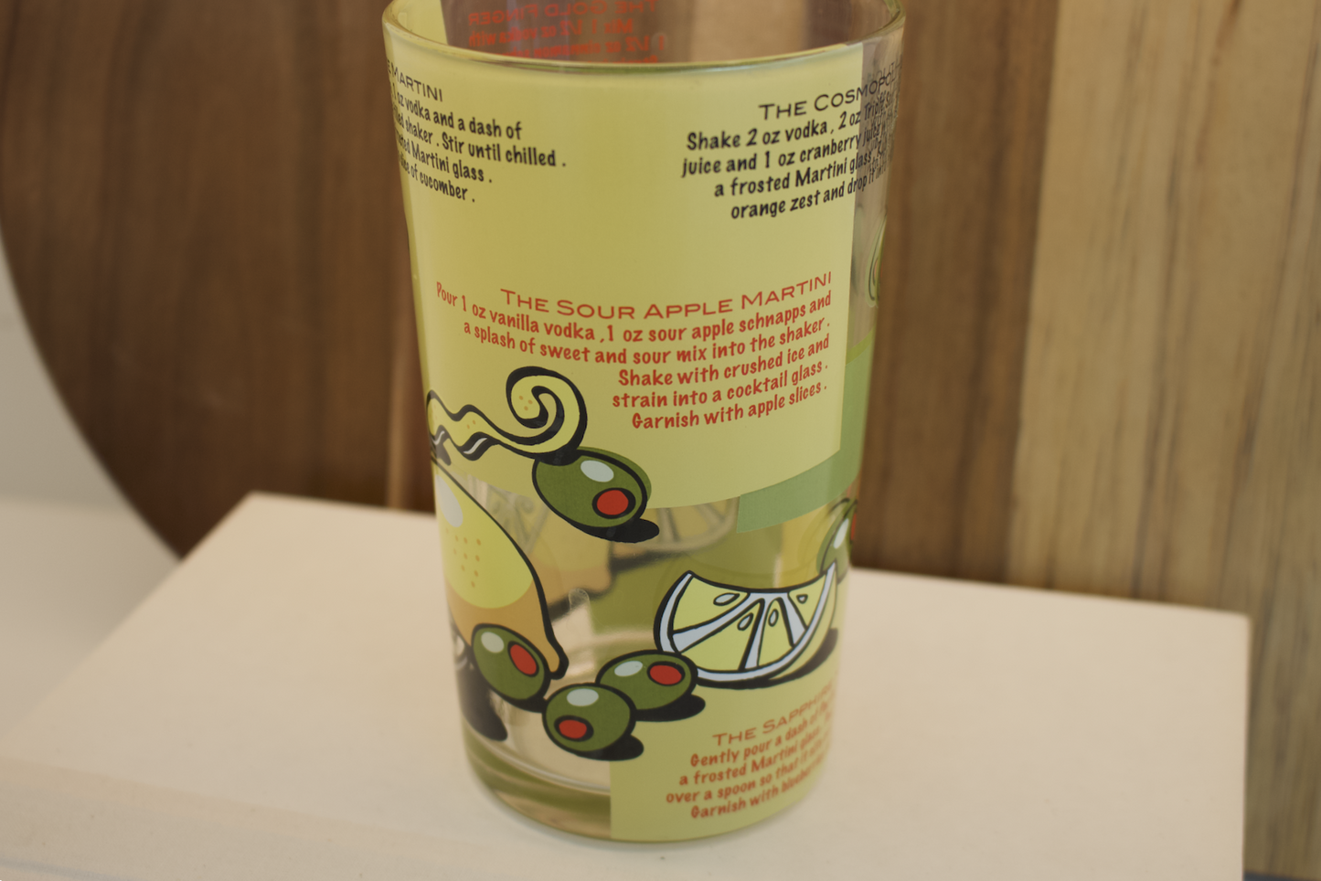 Vintage Joie De Vivre Martini Recipe Tumbler