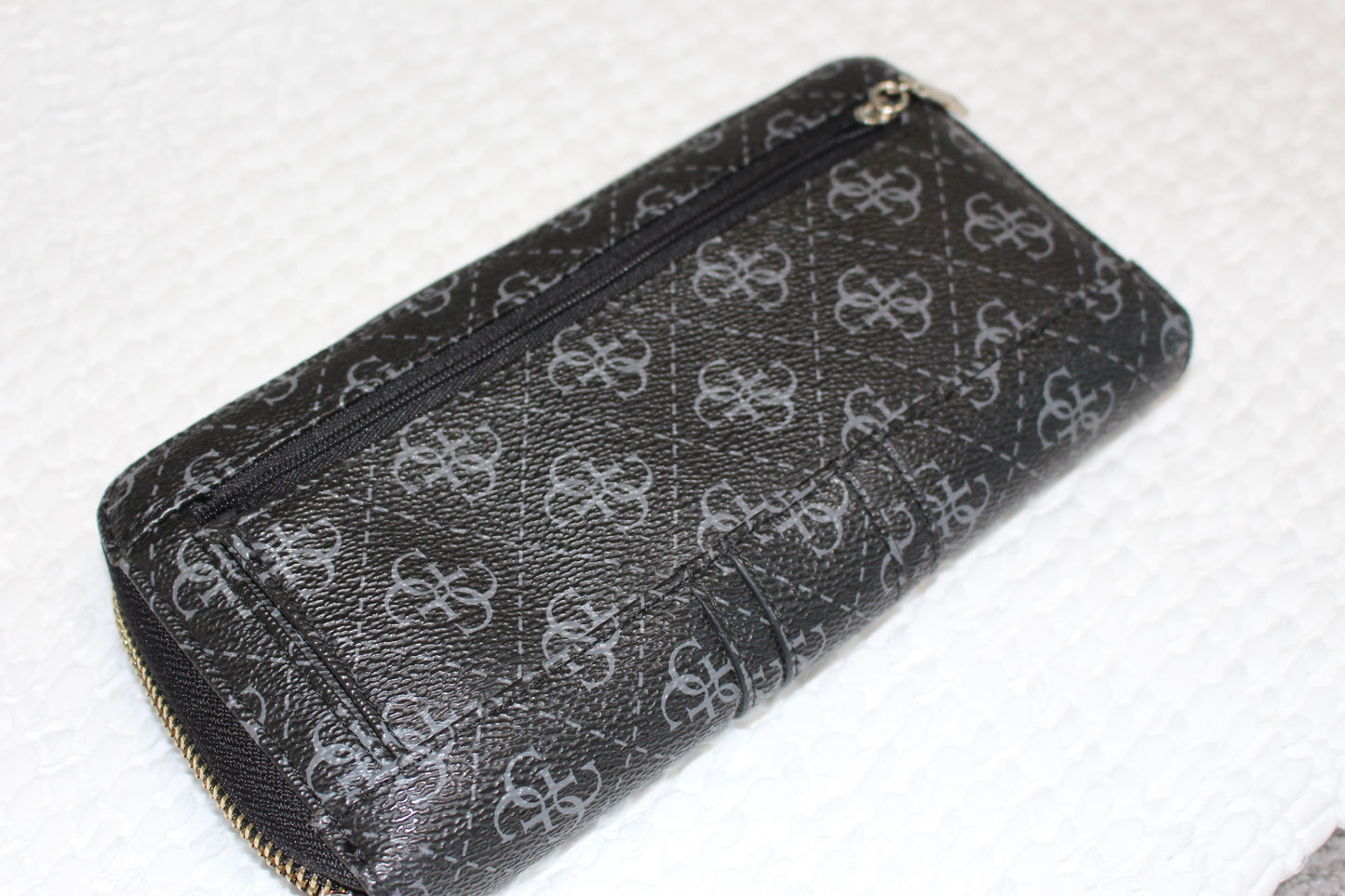 GUESS Black Wallet with Gold Emblem
