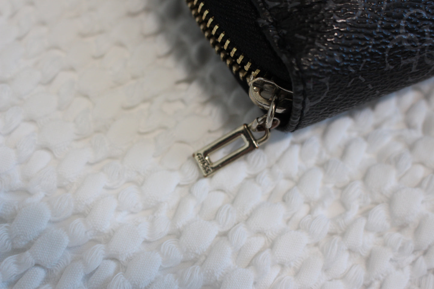 GUESS Black Wallet with Gold Emblem