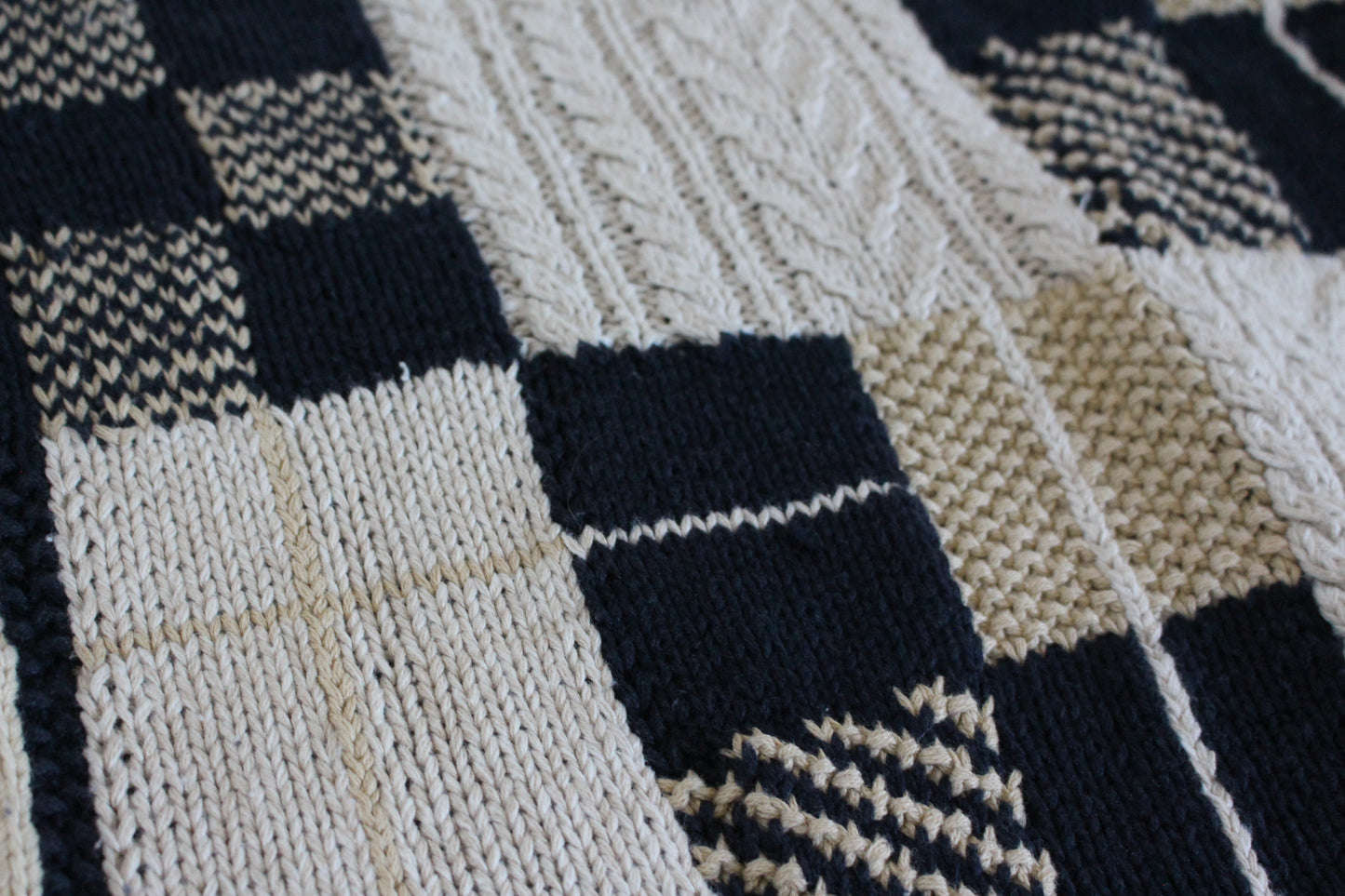 Oversized 90s Patchwork Chunky Knit Cardigan